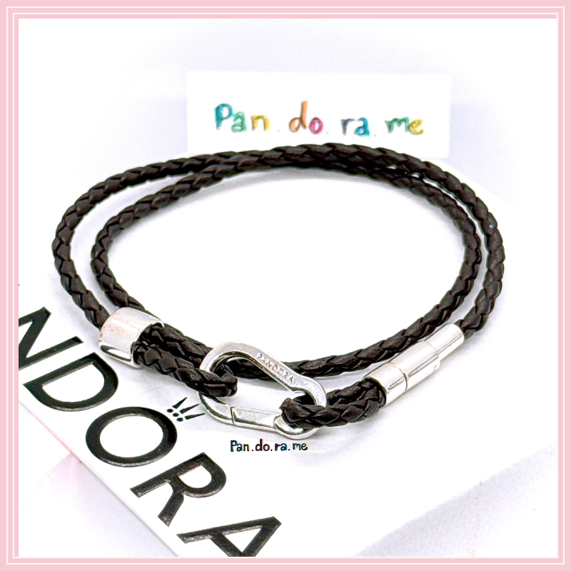[พร้อมส่ง สินค้าแท้ 💯] กำไลสายหนัง New collection 2024 Moments Brown Braided Double Leather Bracelet