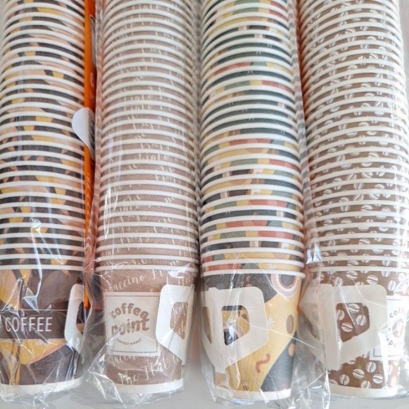 แก้วกาแฟร้อน ถ้วยกาแฟ แก้วกระดาษ ไม่มีหู มีหูจับ 6.5 ออนซ์ แพ็ค 50 ใบ