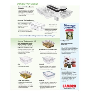 CAMBRO กล่องเก็บวัตถุดิบพลาสติกPP Food Grade ทนร้อน-เย็น กล่องใส่อาหาร กล่องถนอมอาหาร GN1/2 (32.5x26.5ซม) CAM1-2