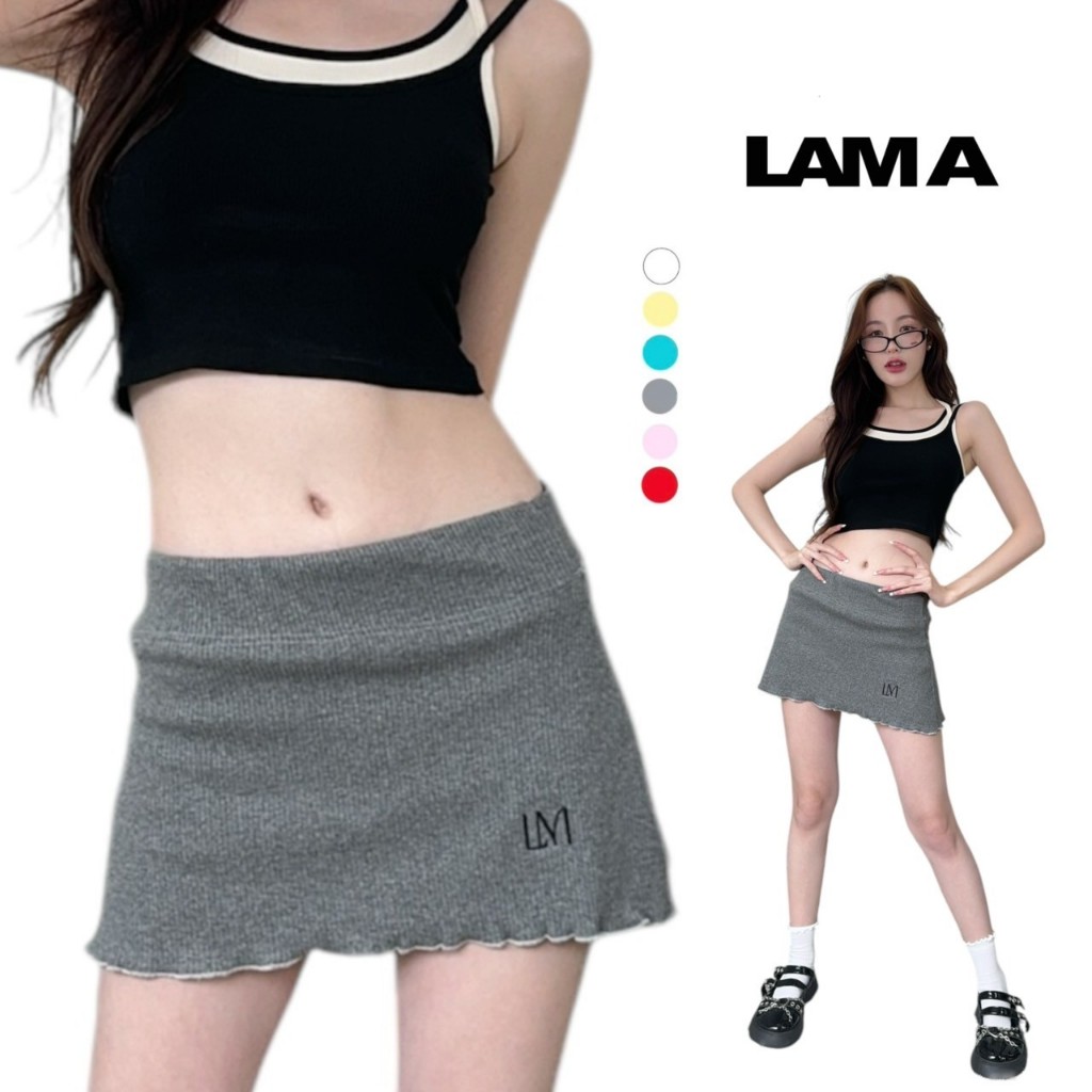 Mama skirt กระโปรงปัก LM ผ้าร่องญี่ปุ่น