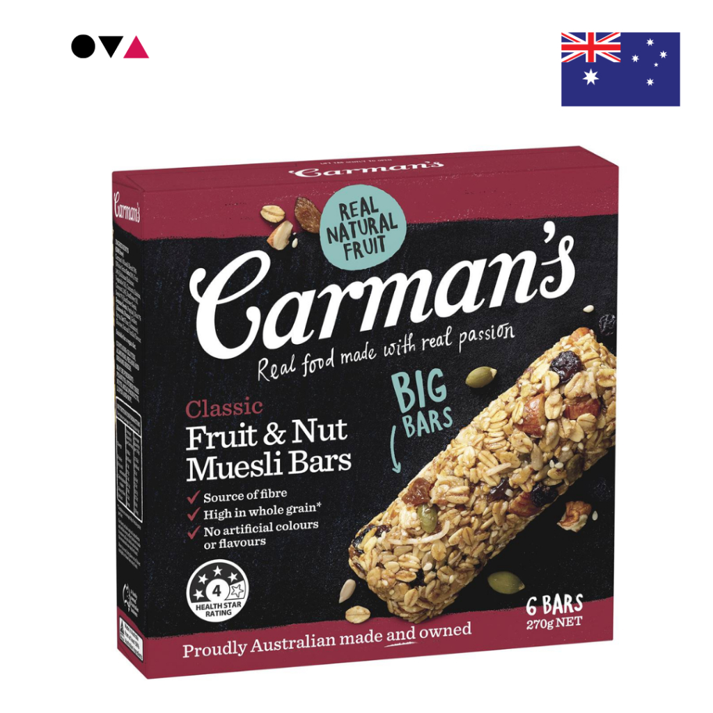 Carman's Classic Fruit Muesli Bar 6x45g (270g) ธัญพืชแท่งเพื่อสุขภาพ จากออสเตรเลีย