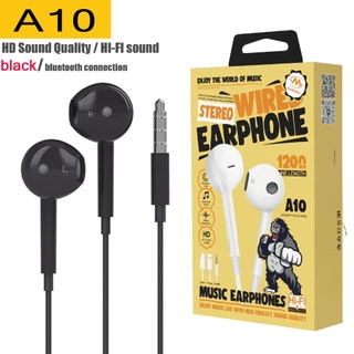 sanmax หูฟัง 3.5mm A10 แบบมีสาย รุ่น kingkong in-ear ไมโครโฟนในตัว เสียงดี สำหรับ ios/ Android （รับประกัน 1 ป)