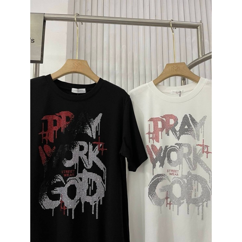 เสื้อยืดรีดเพชร pray 🙏 ป้าย it's me basic