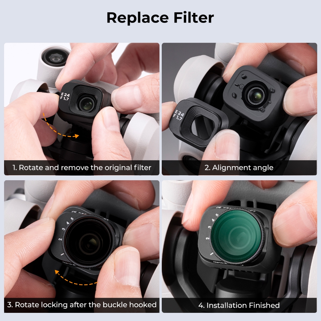 K&F CONCEPT DJI mini3 โดรน ฟิลเตอร์ UV, CPL, ND กันน้ำและกันรอยขีดข่วน เหมาะสำหรับ mini3/mini3PRO