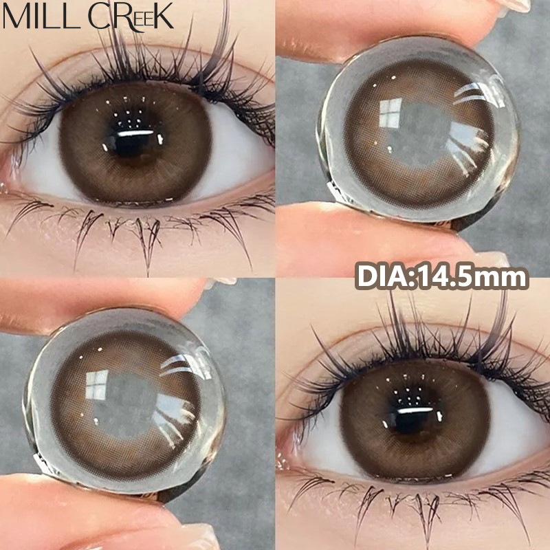 ✅COD MILL CREEK คอนแทคเลนส์สี คอนแทคเลนส์ milk tea 14.5mm 0~-8.00 บิ๊กอาย ขนาดใหญ่ สีน้ำตาล 12 เดือน - รูปที่ 5