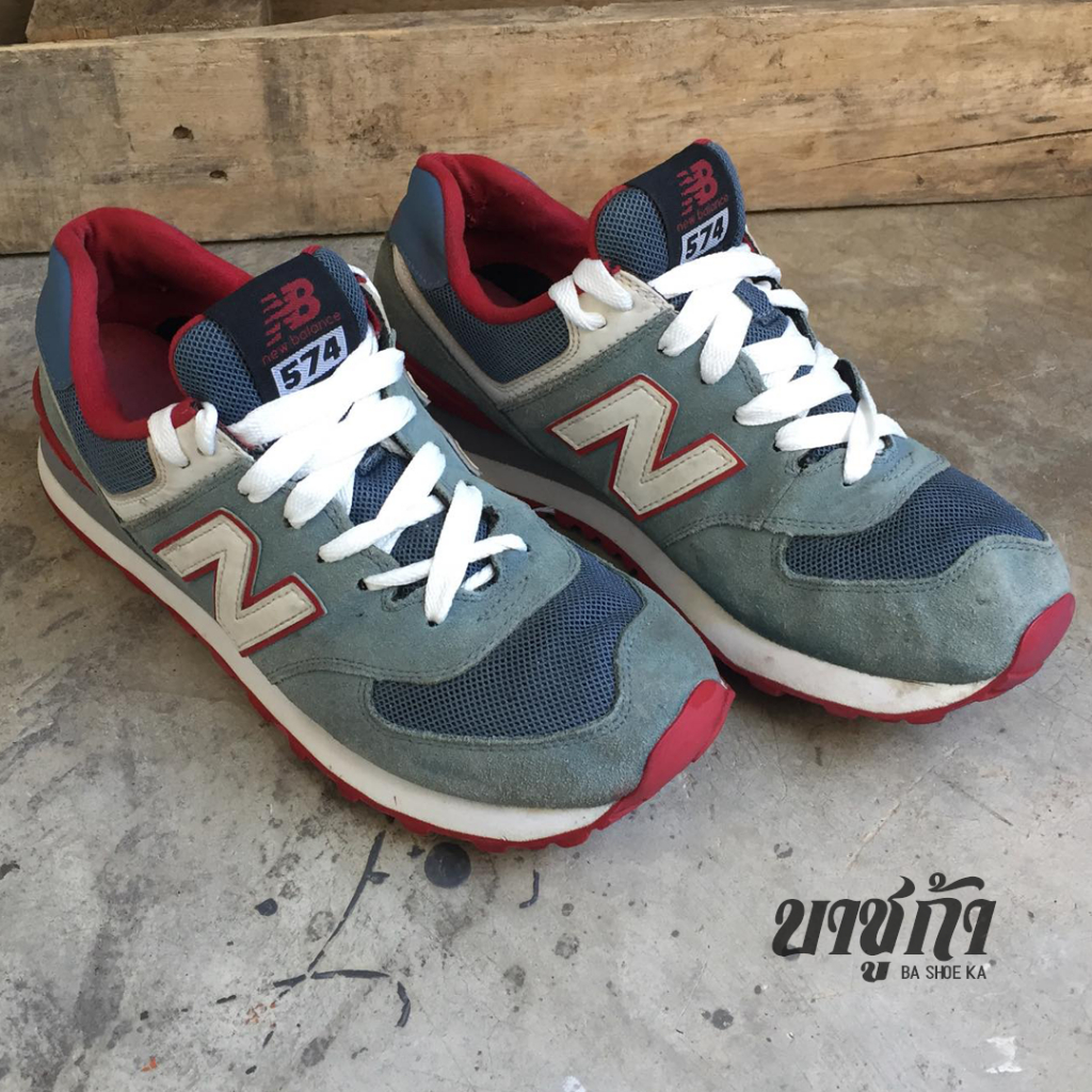 New Balance 574 /สี เทา-แดง /เบอร์ 40 EUR (รองเท้ามือสอง)