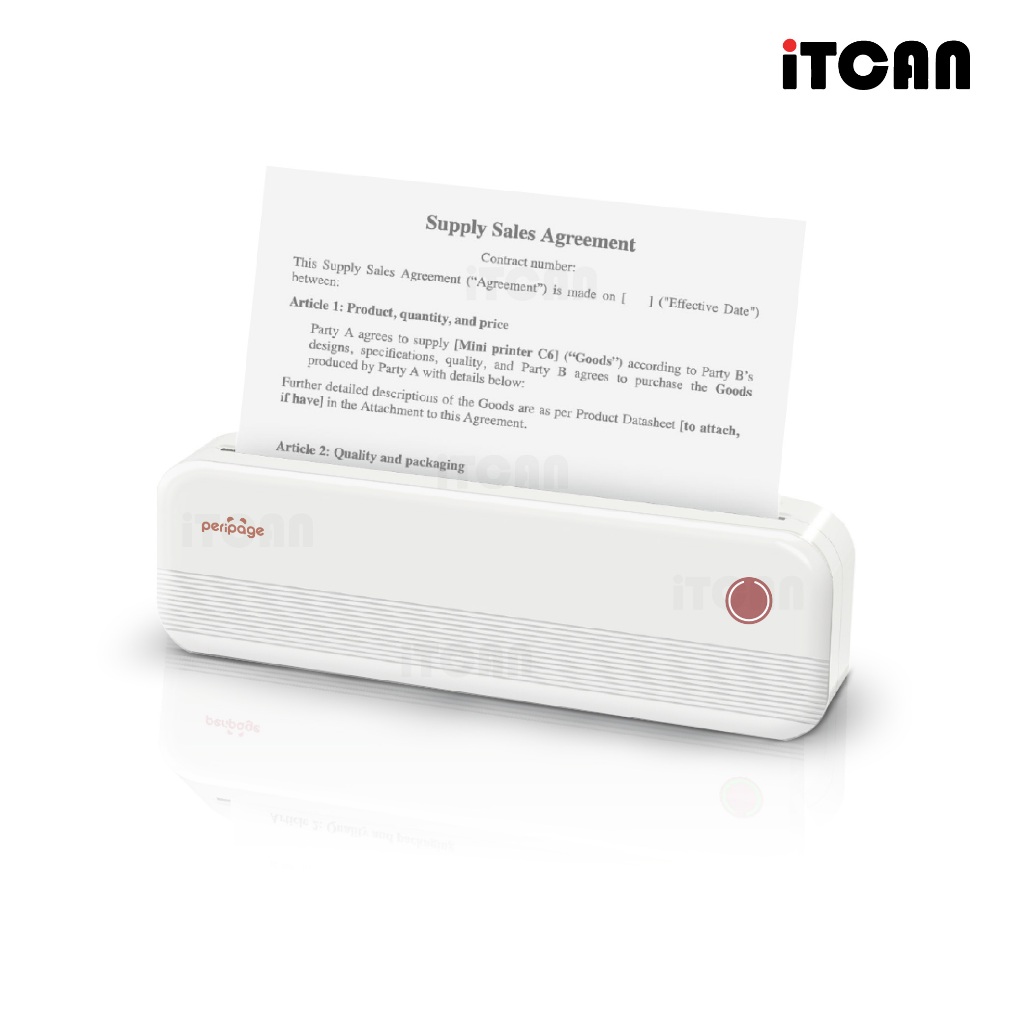 iTCAN เครื่องปริ้นความร้อนแบบพกพา Peripage P40 เครื่องพิมพ์ความร้อนA4 ปริ้นสติกเกอร์ Thermal Printer