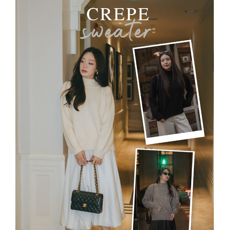 CREPE SWEATER   สเวตเตอร์ไหมพรมคอปีน  ผ้าทอทอปานกลางกันหนาวได้จริง