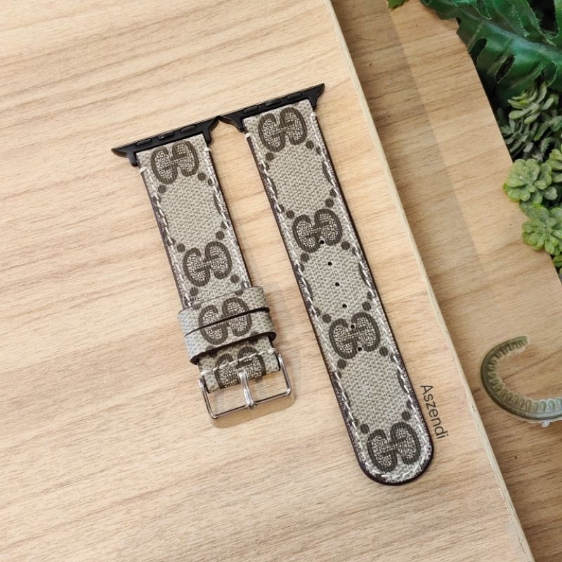(พร้อมส่ง) สายนาฬิกาแบรนด์เนม สำหรับ แอปเปิ้ลวอท Aw ลาย Gucci Monogram