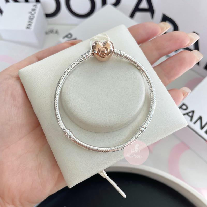 (ของแท้100%) Pandora rose​ heart clasp bracelet ข้อมือหัวใจโรส