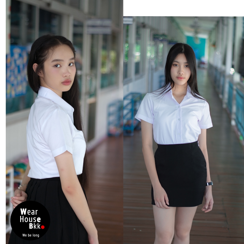 เสื้อนักศึกษาหญิง  เข้ารูป แขนตรง  หลังเรียบ  ผ้านุ่มใส่สบาย โค้ดส่งฟรี✚ลดแรง20%⚡ ราคา ถูกที่สุด ดีลบีเคเค แกลเลอรีภาพที่ 6