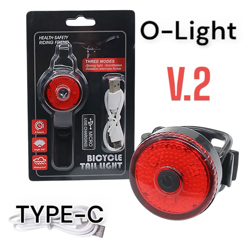 ไฟท้ายติดจักรยาน O-Light A36 ชาร์จ USB TYPE-C