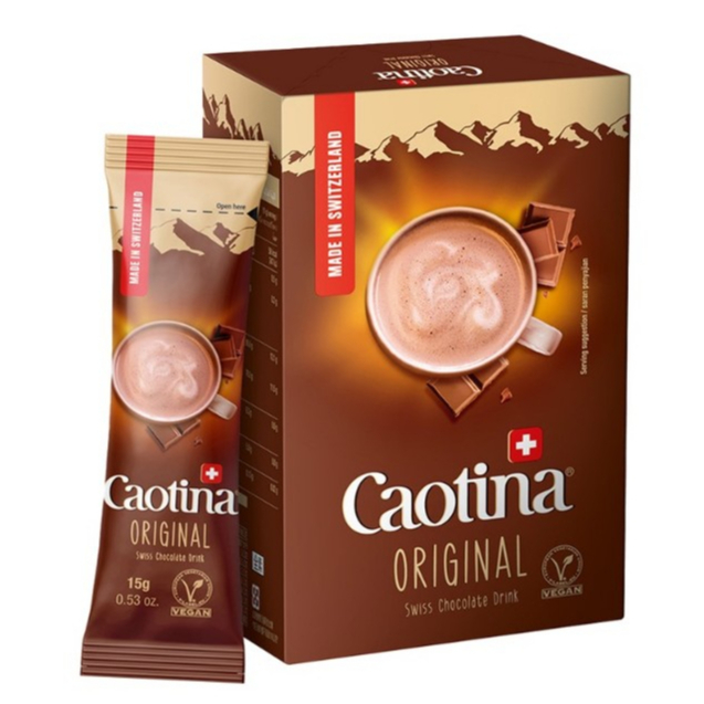 Caotina Swiss Chocolate Drink Classic 1 กล่อง มี 10 ซอง น้ำหนัก 150 กรัม เป็นvegan BBF.24/02/25