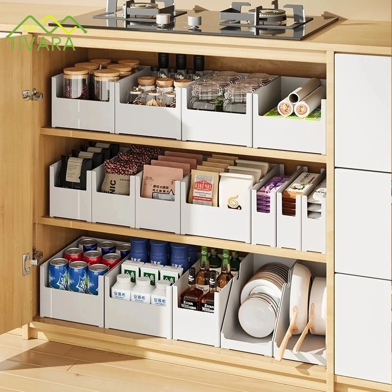 JIVARA กล่องพลาสติกเก็บของ กล่องพลาสติก เก็บของ เก็บเครื่องสําอางค์ ที่เก็บของในครัว จัดระเบียบครัว