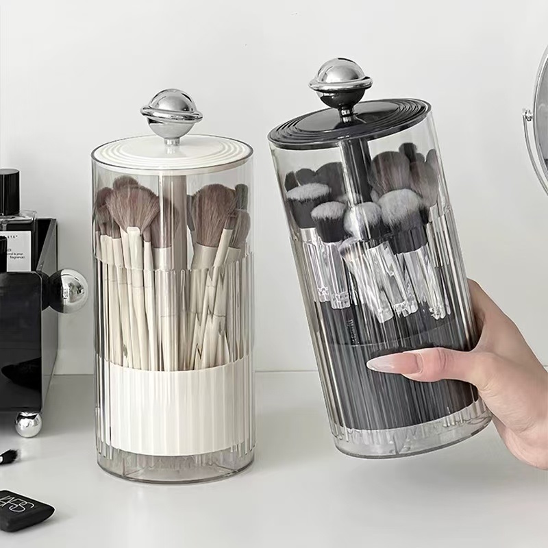 KKHOME ชุดแต่งหน้า กล่องเก็บแปรงแต่งหน้า ใส่แปรงแต่งหน้า กดเพื่อยกฐานขึ้นมาได้ กันฝุ่น กันน้ำ - รูปที่ 3