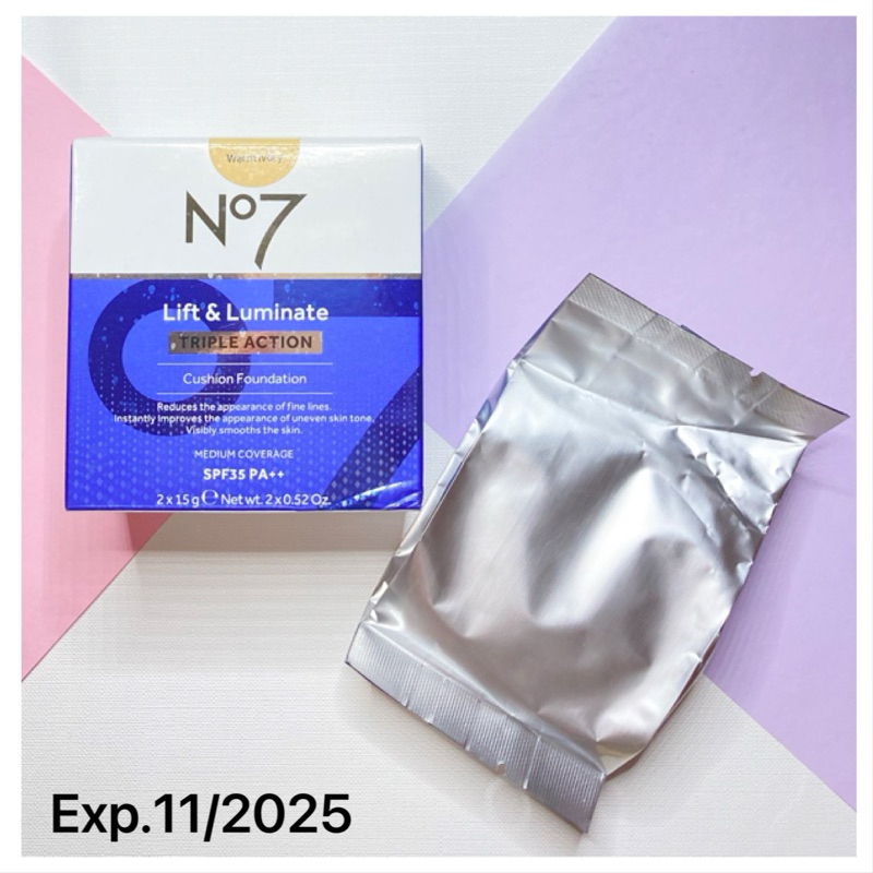 No 7 Lift & Luminate Triple Action Cushion Foundation ขนาดปกติ 15g. ( Refill ) # Warm Ivory