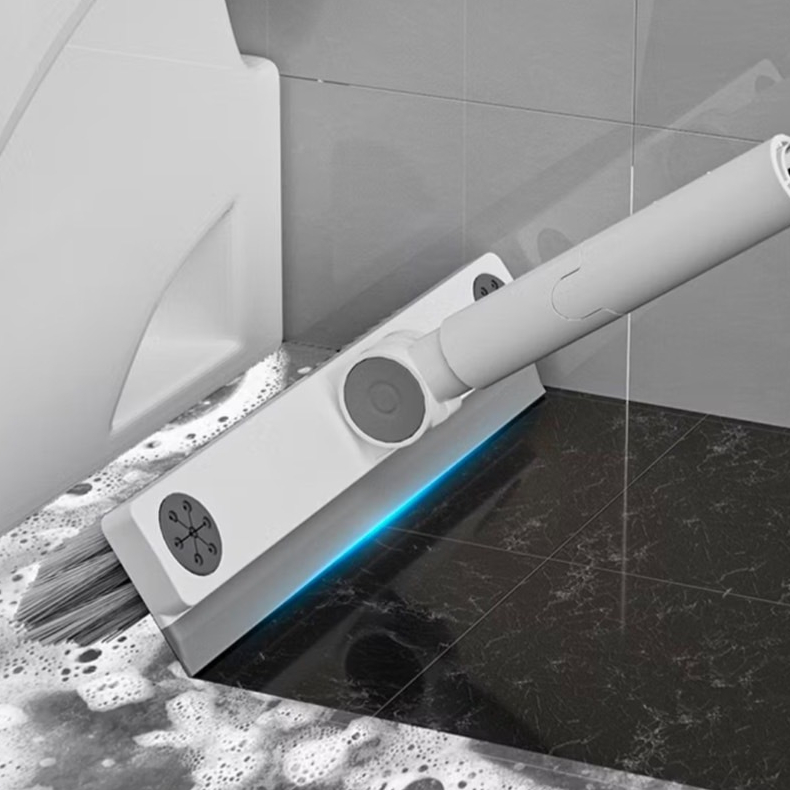 แปรงขัดพื้น 2in1 ไม้ขัดพื้น พร้อมที่รีดน้ำ หัวแปรงปรับได้ ด้ามยาว ขนแหลม ขัดซอกมุม