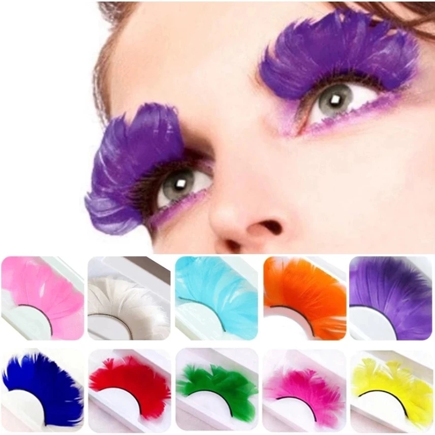 ขนตาปลอม ขนตาขนนก ขนตาแฟนซี แฟชั่น พรอพปาร์ตี้ 1 Pair Natural Feather False Eyelashes Party Nightclub Makeup Eye Lash