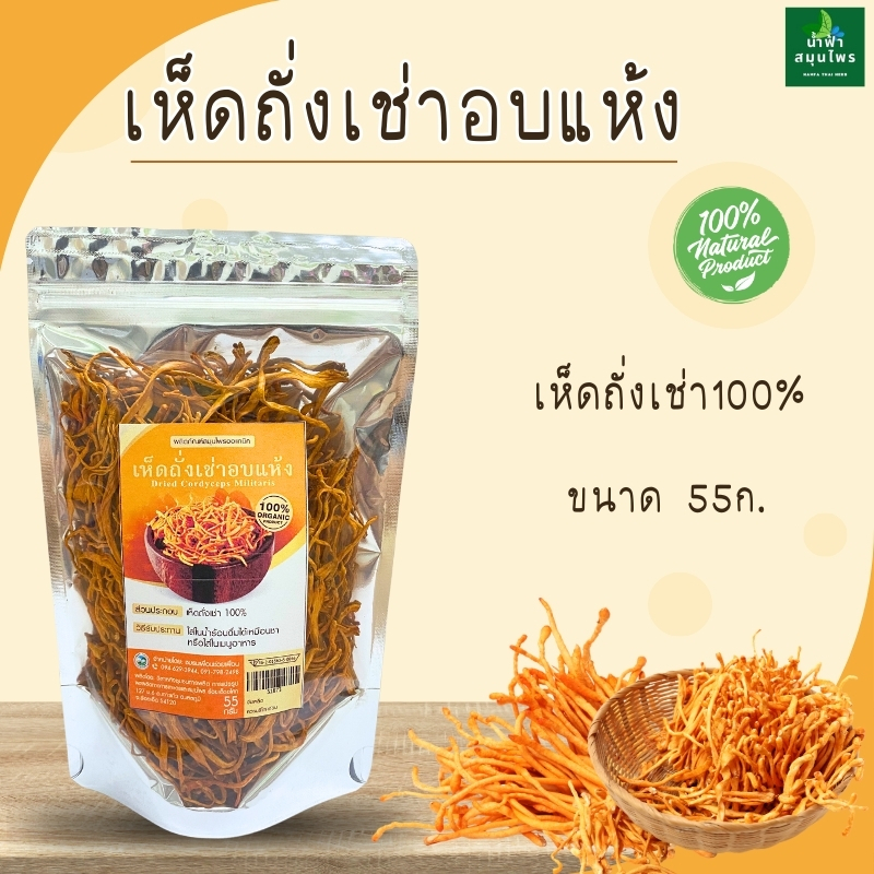 เห็ดถั่งเช่าอบแห้ง ขนาดบรรจุ 55กรัม. ออแกนิก100%