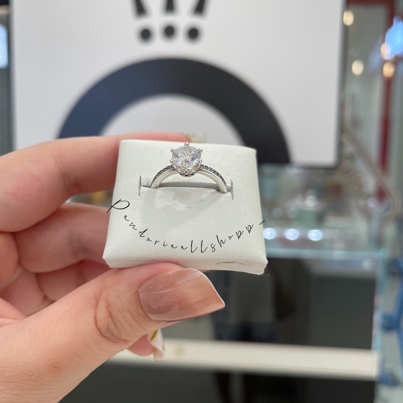 (ของแท้100%)❣️แถมกล่อง Pandora Sparkling Crown Ring แหวนเพชรชู