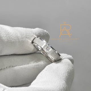 แหวนเงินแท้ แหวนชาย ฝังเพชร Moissanite 0.3 กะรัต ชุบทองคำขาว ตัวเรือนทำลาย
