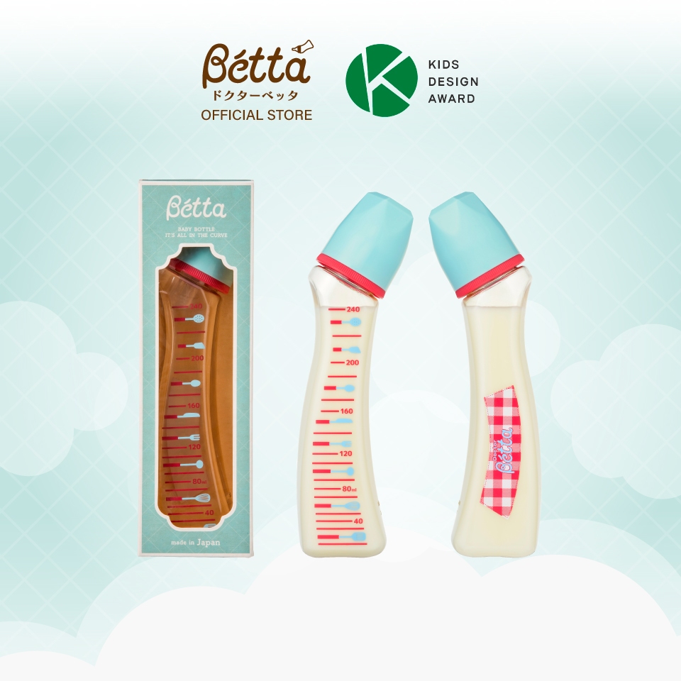 Dr.Betta Jewel Bottle S3 Gingham 240ml PPSU ขวดนมคอมาตรฐาน บรรจุมาพร้อมกับจุกนมเสมือนนมแม่ รูจุกวงกลม น้ำนมไหลอัตโนมัติ