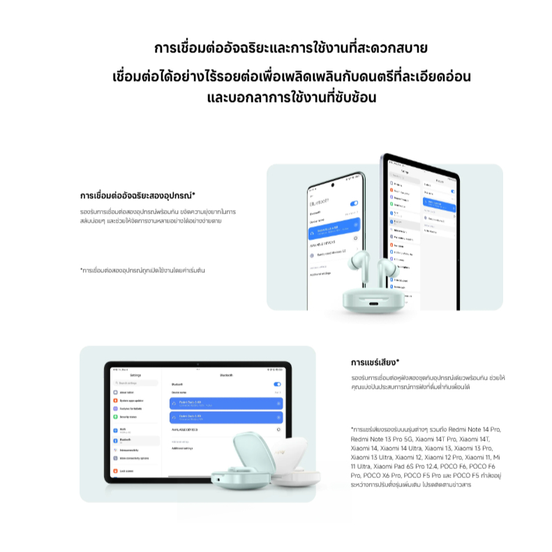 (NEW) Xiaomi Redmi Buds 6 Wireless Bluetooth Earphone หูฟังบลูทูธไร้สาย ระบบเสียงพื้นที่อิสระ ลดเสียงรบกวนได้ลึก