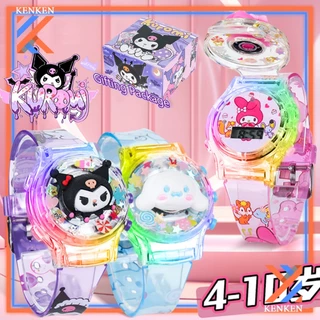 ล่าสุด SANRIO ซานริโอ คุโรมิ ส่องสว่างเพลงนาฬิกาหมุนพลิก ทํานอง เด็กที่มีสีสันกระพริบนาฬิกา นํา ของเล่นของขวัญวันเกิด