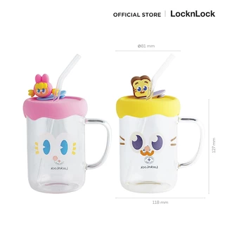 LocknLock แก้วน้ำลายการ์ตูนสุดน่ารัก CAFE' GLASS BOTTLE ความจุ 500 ml. รุ่น LLG974
