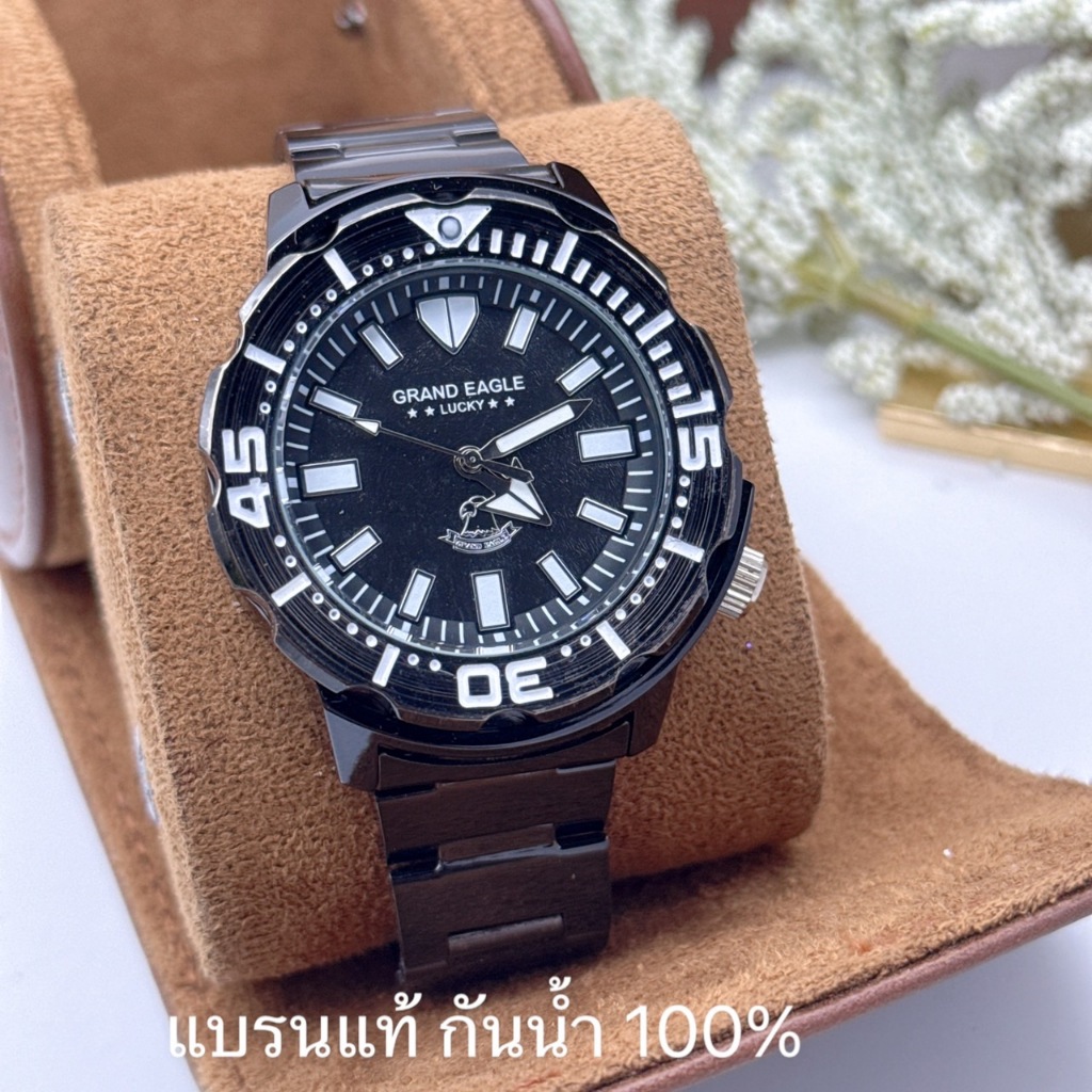 Grand Eagle นาฬิกาข้อมือสำหรับผู้ชาย สายสแตนเลท สไตล์หรูหรา เรียบง่าย ทางการ ของแท้ กันน้ำ