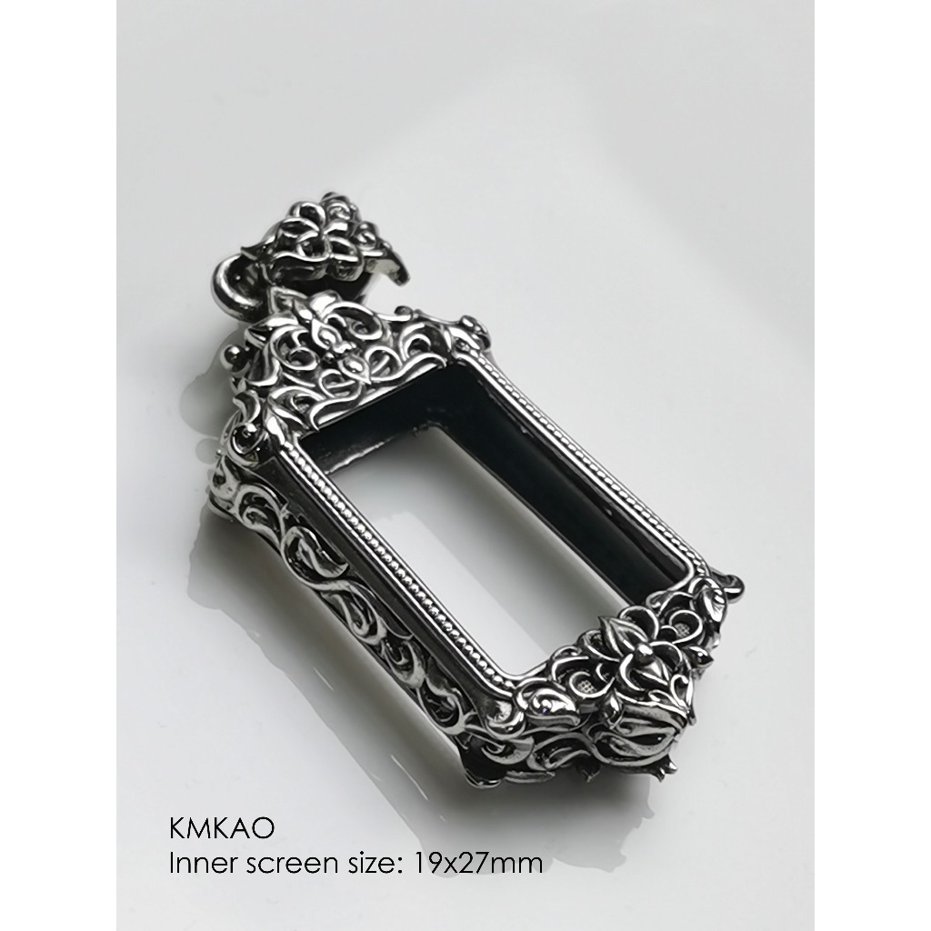 KMKAOWhitebrass Phra Kum Kao amulet casing inner size 19x27mm กรอบพระ ไวท์บราส สำหรับพระคำข้าว