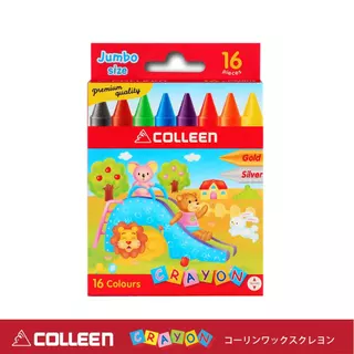 COLLEEN Crayon สีเทียน ปลอดภัยสำหรับเด็ก จัมโบ้ 8,12,16, 24 สี ได้รับมาตรฐาน มอก.แถมสมุดระบายสีเสริมทักษะเด็ก