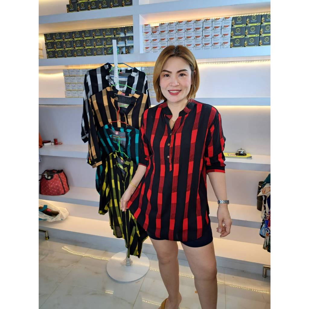 //เสื้อสาวอวบ//ช153//คอจีนสกอตผ้าไหมสปัน ฟรีไซส์38-46นิ้ว ยาว31นิ้ว หน้าผ้า46นิ้วราคา199บาท ราคา ถูกที่สุด ดีลบีเคเค แกลเลอรีภาพที่ 5