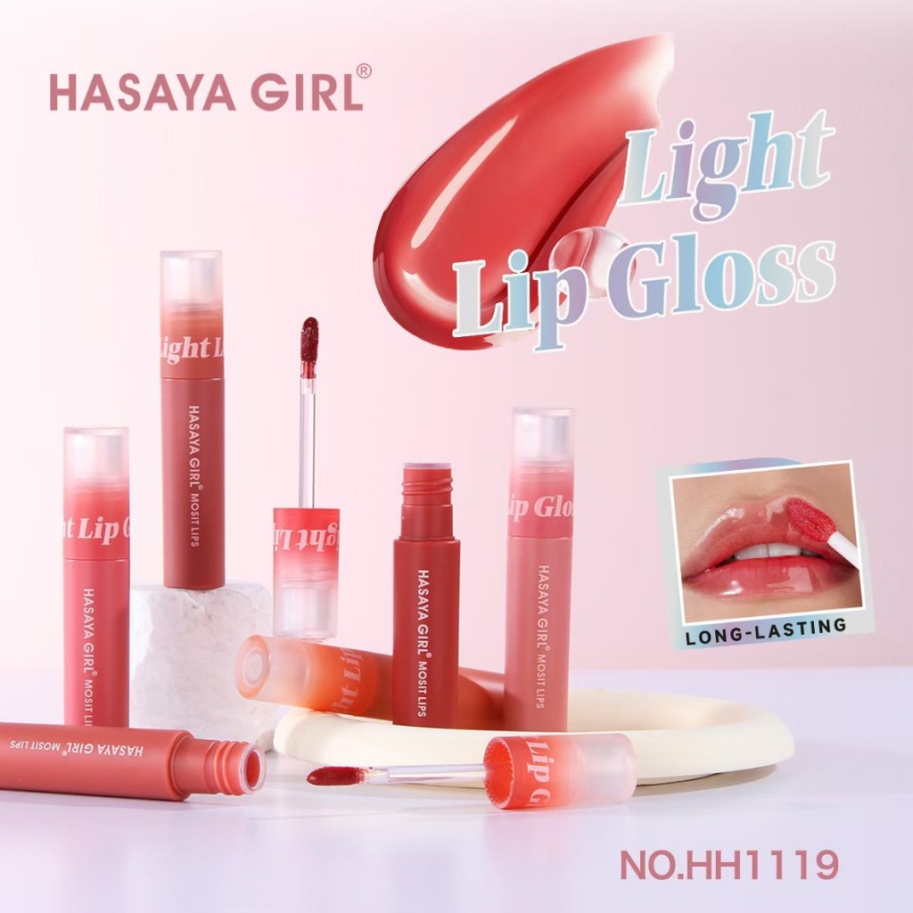 {24แท่ง} HASAYA GIRL Lasting Light Color LipGloss ลิควิดลิปกลอส หลากสี ชุ่มชื้น ริมฝีปากอวบอิ่ม