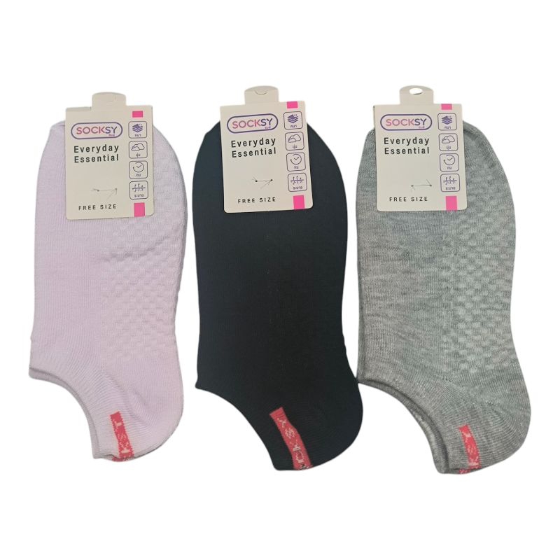 ถุงเท้าข้อสั้นพื้นลายฉลุ socksy รุ่น V-7 ขนาดฟรีไซส์ เนื้อหนานุ่ม ใส่สบาย (แพ็ค5/10คู่)