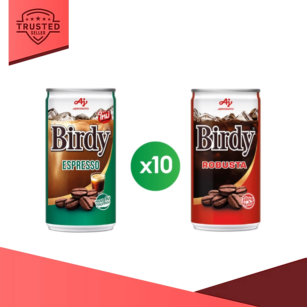 [ส่งฟรี] เบอร์ดี้ กาแฟกระป๋องปรุงสำเร็จพร้อมดื่ม ขนาด 180 มล. X 10 กระป๋อง