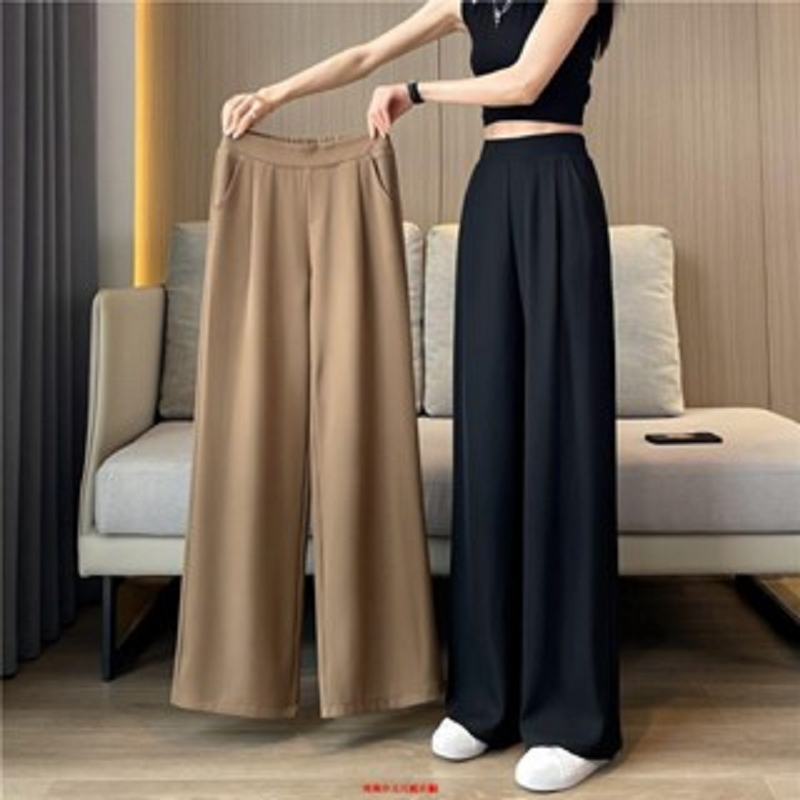 Women casual suit pants ผ้าคุณภาพสูtrousersเคาน์เตอร์กางเกงลายwide leg pantsผู้หญิงกางเกงยาวกางเกงสบายๆเกงเอวสูงBABAOTU🌈