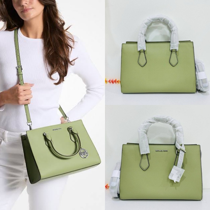 🎀(สด-ผ่อน) 35S3S6HS2L Sheila Small Center Zip Satchel Light Sage