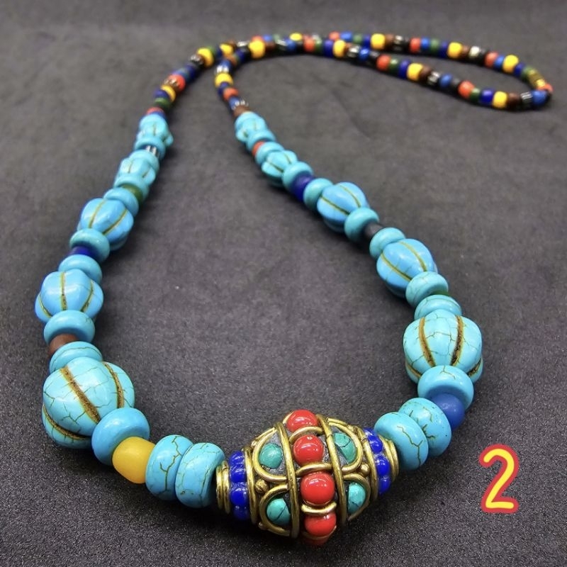 สร้อยคอลูกปัดโบราณ เทอร์ควอยซ์ ลูกปัดทราวดี สร้อคอพระ ความยาว 26 นิ้ว สวมหัวได้ สินค้าพร้อมส่ง ส่งตรงจากนครศรีธรรมราช - รูปที่ 4