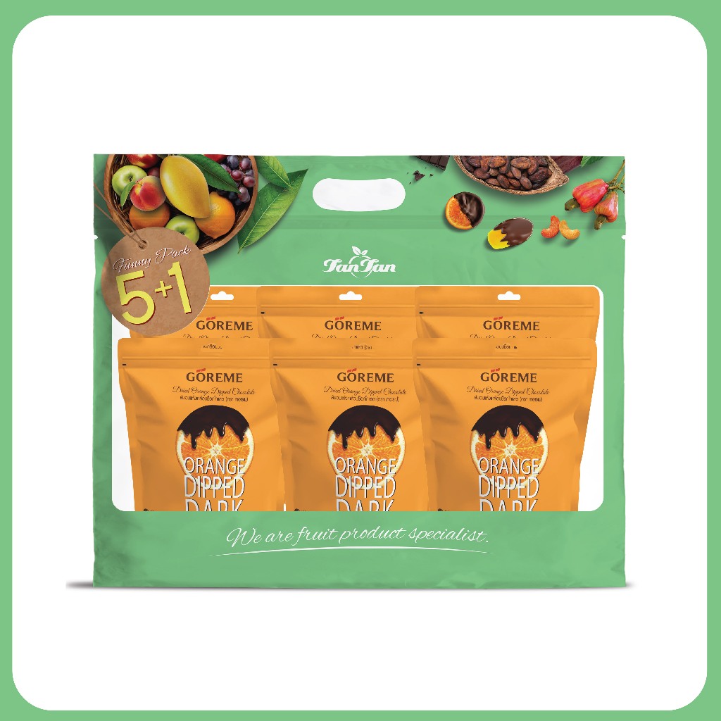 ส้มซันคิสท์อบแห้งเคลือบดาร์กช็อกโกแลต 5แถม1 "GOREME" Dried Orange Dipped Dark Chocolate Set5+1