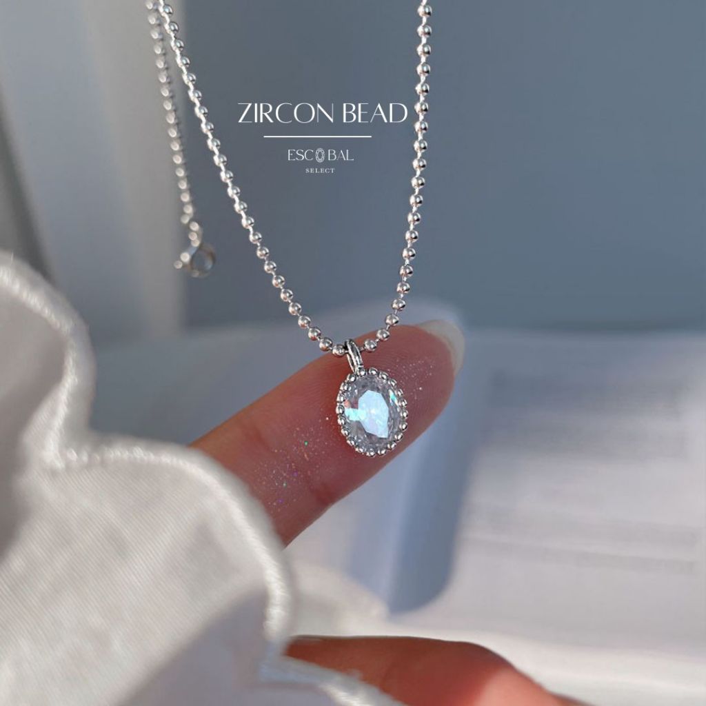 ESCOBAL สร้อยพลอย Zircon Bead ดีไซน์หรูหรา สร้อยคอเงิน925 สร้อยคอแฟชั่น สร้อยเงินแท้ วาเลนไทน์
