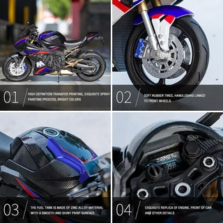 1:10 S1000 RR รถจักรยานยนต์โลหะของเล่นรถรุ่นรถ Diecast สําหรับเด็กเด็กจําลองเสียง Light Effect ของขวัญงานอดิเรกคอลเ