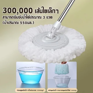 LIIFUNG ไม้ม็อบถูพื้น Spin Mop ถังปั่นสแตนเลส หมุนได้ ชุดม็อบ ไม้ม็อบ พร้อมผ้า 2 ผืน
