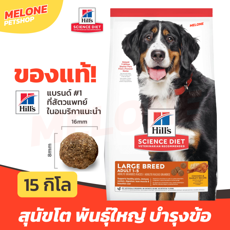 Hill's อาหารสุนัข สุนัขโต พันธุ์ใหญ่ ฮิลส์ Science Diet Adult Large Breed อายุ 1-5 ปี 15 kg