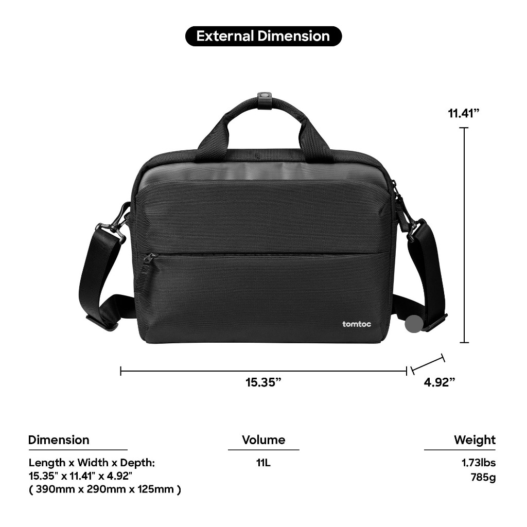 Tomtoc Defender A32 กระเป๋าถือพร้อมสายสะพายสำหรับ Macbook Pro 14-16″, Macbook Air 13-15″ และกระเป๋าสำหรับ Notebook อื่นๆ ราคา ถูกที่สุด ดีลบีเคเค แกลเลอรีภาพที่ 8