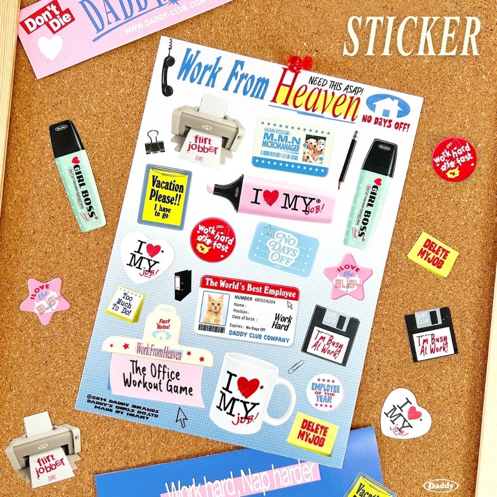 DADDYCLUB | Work From Heaven Sticker สติ๊กเกอร์ A5 สุดน่ารัก