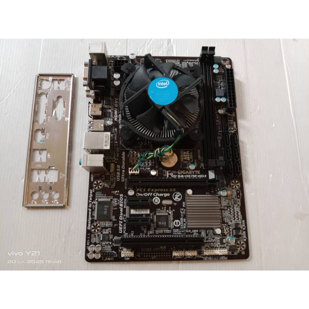Mainboard 1150 Gigabyte GA-H87M-HD3 มีฝาหลัง + CPU INTEL Core i7-4770  พร้อมซิงค์พัดลม