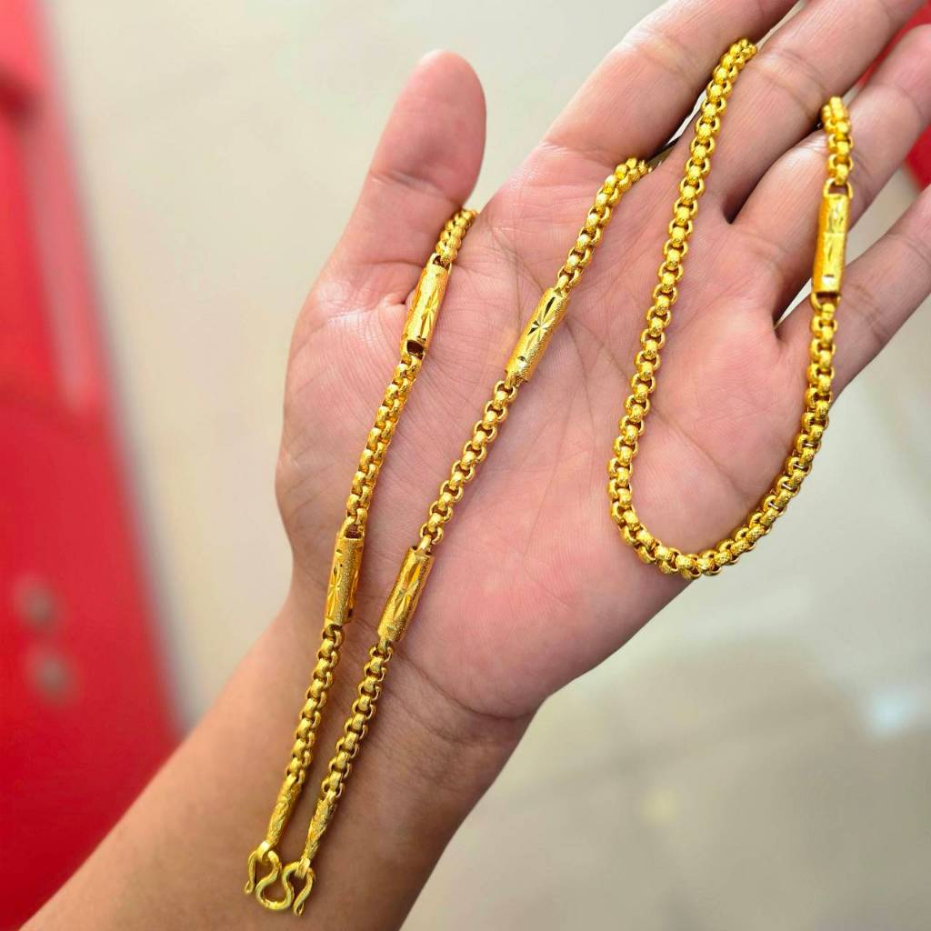 สร้อยคอ ผ่าหวายแต่งข้างปล้อง น้ำหนัก 1,2,3บาท