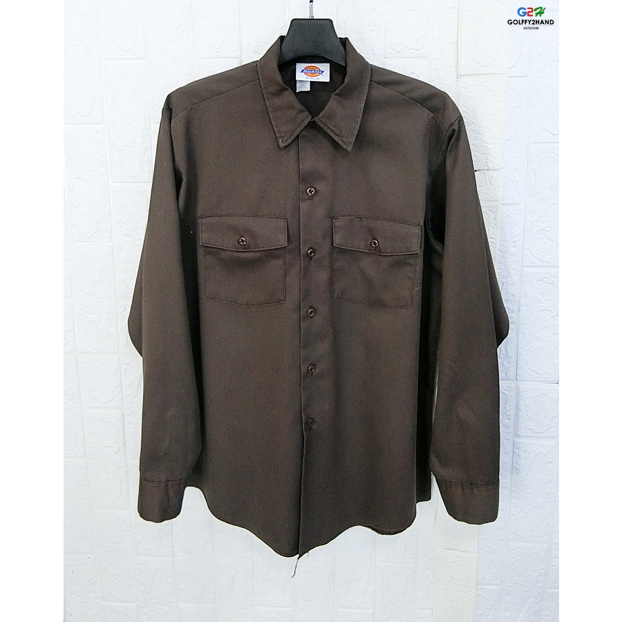 DIC KIES แท้ อก47 เสื้อเชิ๊ตแขนยาวน้ำตาลคลาสสิกงานUSA