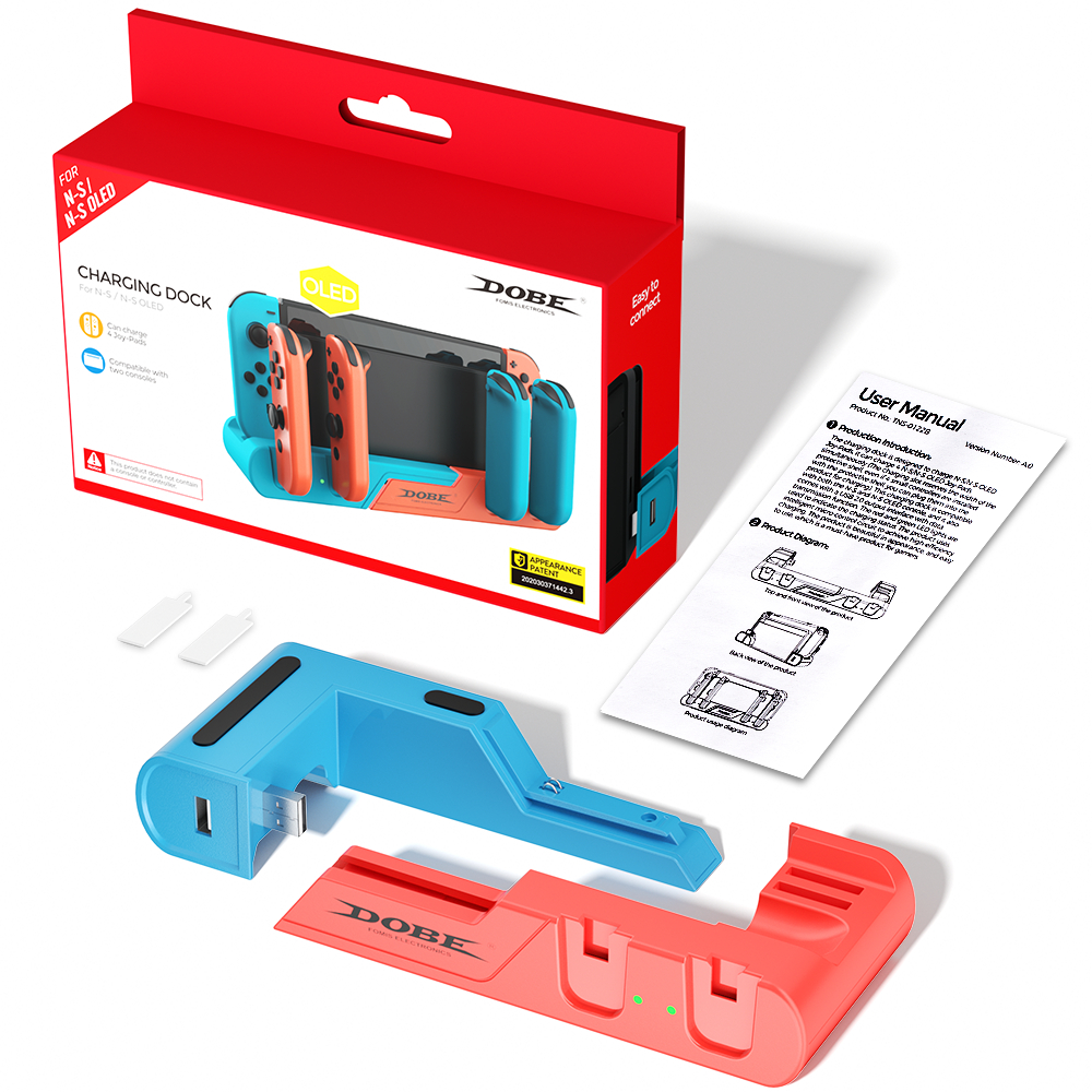 Nintendo Switch/OLED Joy-con แท่นชาร์จจอยคอน ใส่ ชาร์จอยคอนพร้อมกัน 4 จอย ขาตั้งคอนโซลเกม พร้อมช่องใส่การ์ด